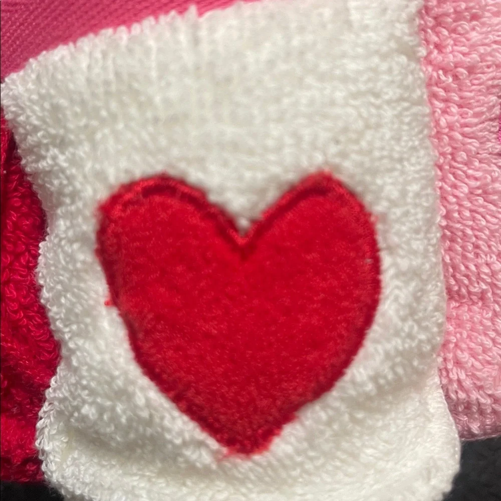Pink White and Red Heart Towel Set- of 6 Hand Heart Towel